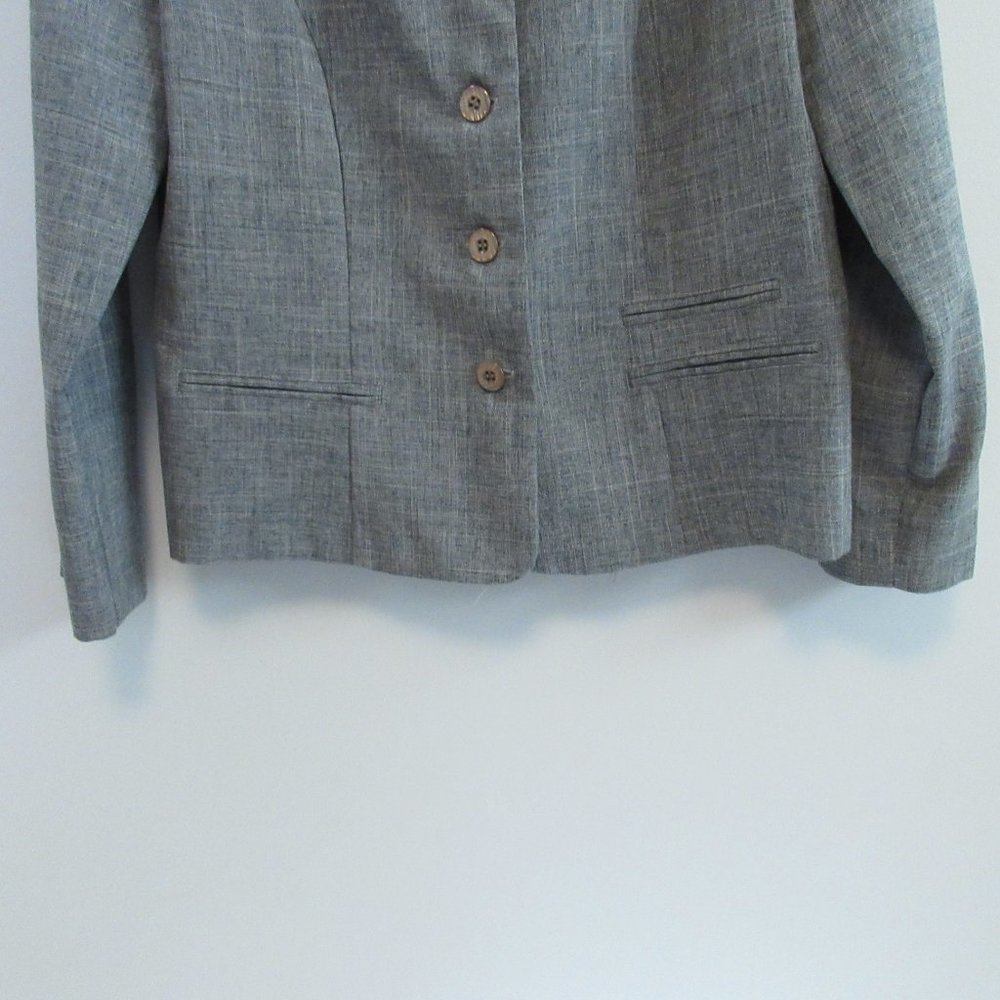 Sag Harbor Grey Blazer Size 12P Four Button Rounded Notched Collar Single Breast - Picture 3 of 6